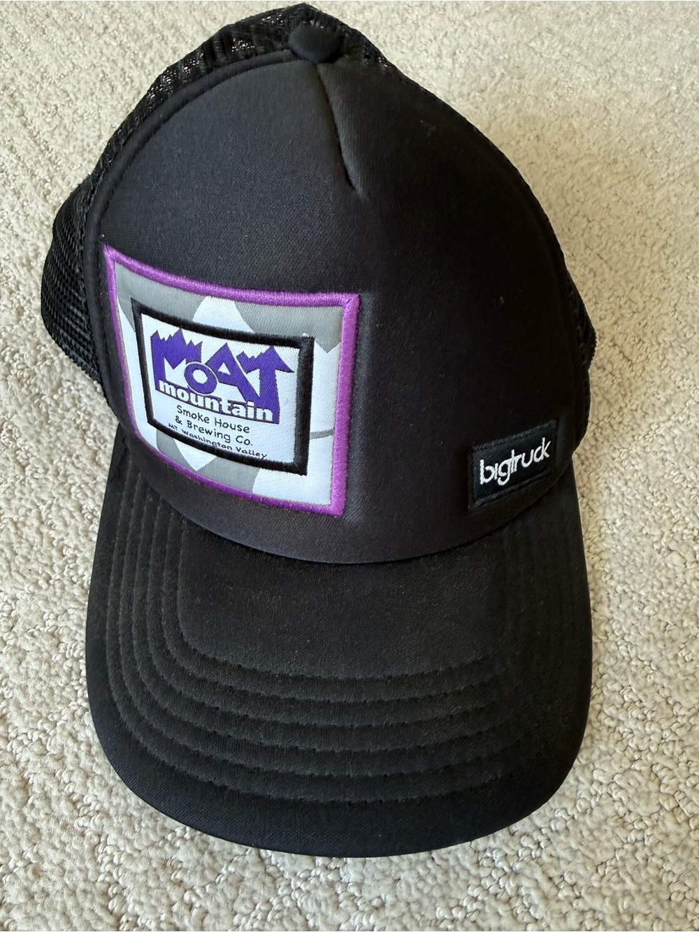 bigtruck Black Mesh Trucker Hat with Purple Patch